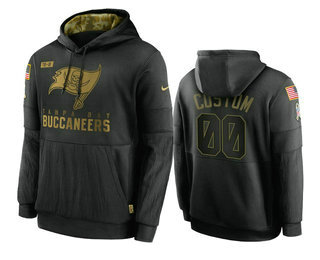Men's Tampa Bay Buccaneers ACTIVE PLAYER Custom 2020 Black Salute to Service Sideline Performance Pullover Hoodie